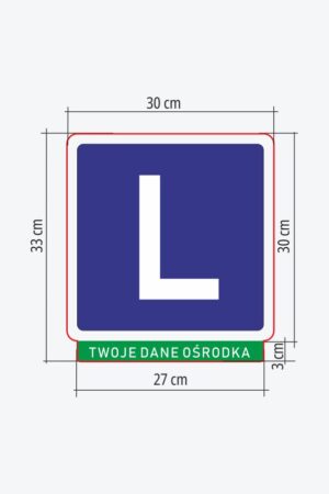 Tablica L standard na motocykl, motorower personalizowana odblask